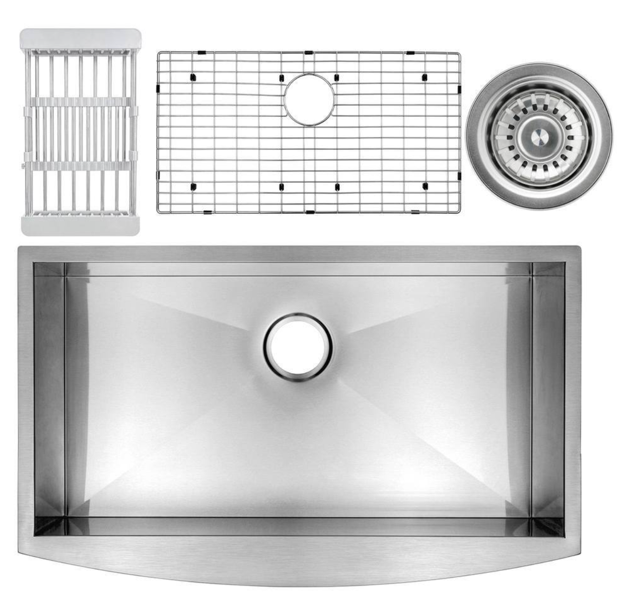 Handmade Farmhouse Apron Front Stainless Steel 30 in. x 20 in. Single Bowl Kitchen Sink Kit with Accessories (AKDY)