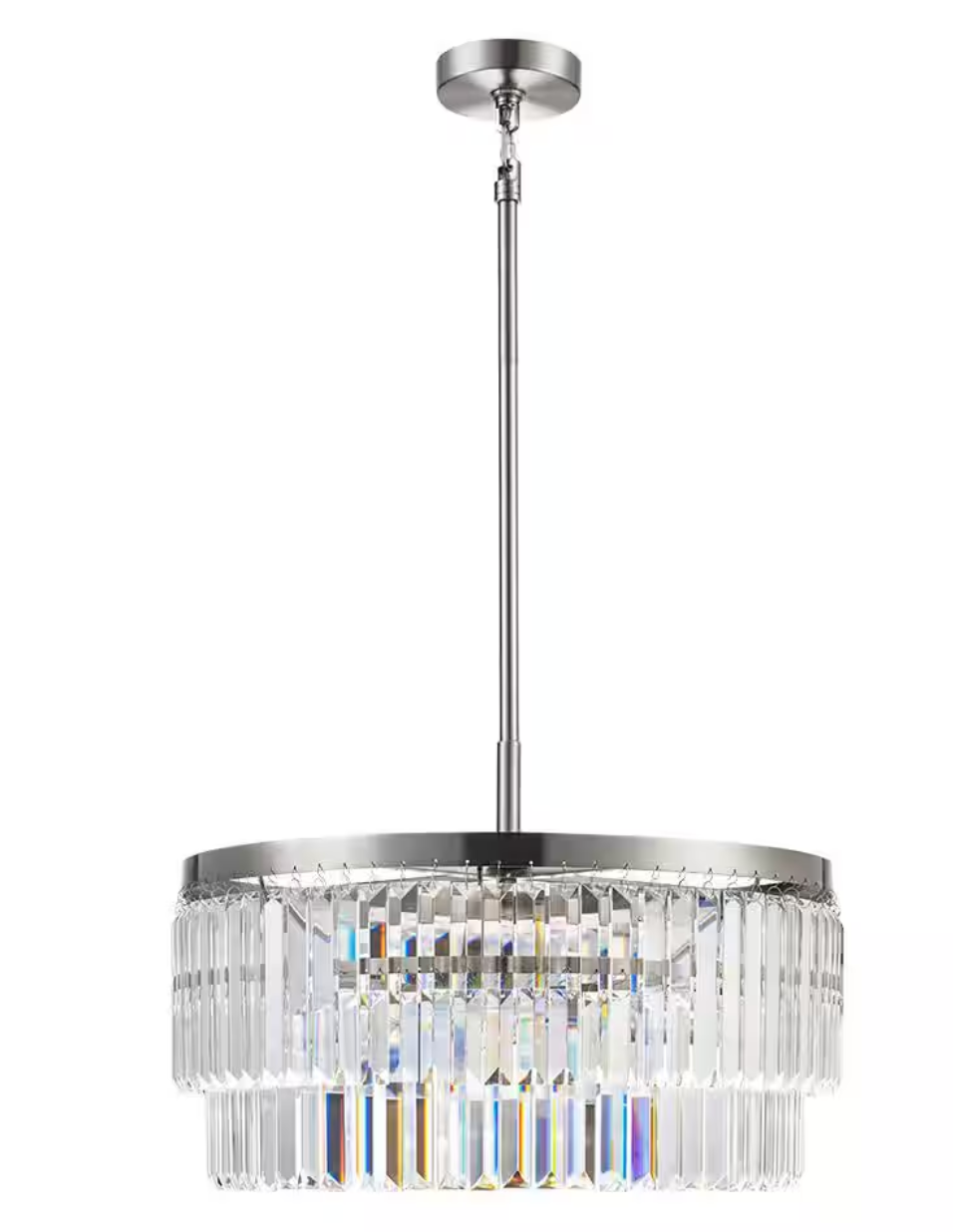 Winthrop 3-Light Modern Brushed Nickel Chandelier Light Fixture with Hanging Crystal Shade (HDC)