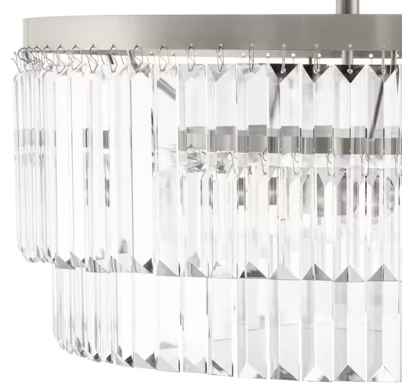 Winthrop 3-Light Modern Brushed Nickel Chandelier Light Fixture with Hanging Crystal Shade (HDC)