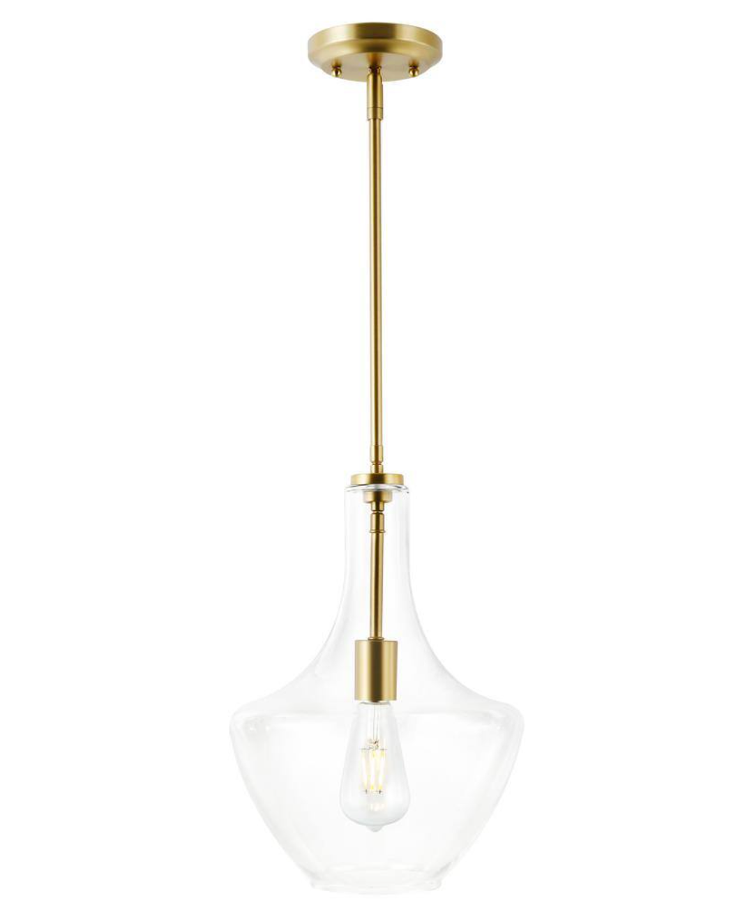 Sienna 1-Light Brushed Brass/Clear Pendant with Glass Shade (Light Society)