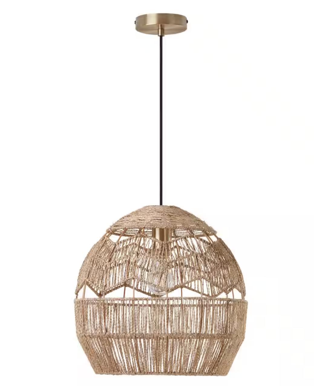 Ramona 1-Light Light Bronze Metal Pendant With Woven Hemp Shade (River of Goods)