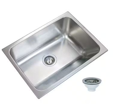 24 in. x 18 in. Single Bowl Stainless Steel Laundry Sink with Washboard