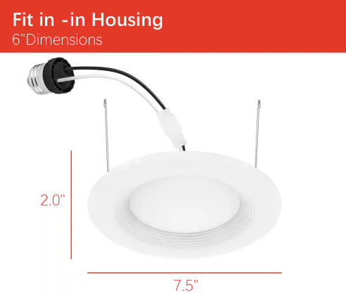 6 in. Integrated LED White Canless New Construction or Remodel Dimmable Recessed Light Trim Soft White, (4-Pack) (EcoSmart)