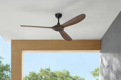 Tager 60 in. Smart Indoor/Outdoor Matte Black with Whiskey Barrel Blades Ceiling Fan with Remote Powered by Hubspace