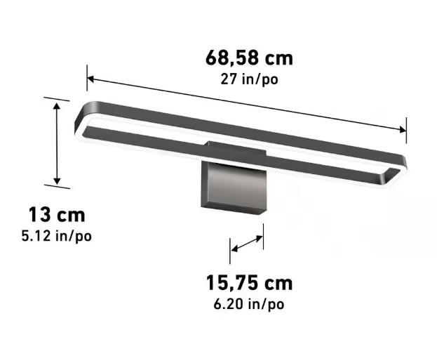 Artika - Hinge 27 in. 1 Light Black Modern Integrated LED 3 CCT Vanity Light Bar for Bathroom