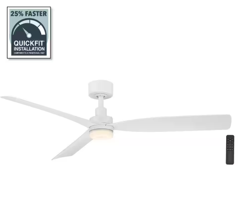 Marlston 52 in. Indoor/Outdoor Matte White with White Blades Ceiling Fan with Adjustable White LED with Remote Included