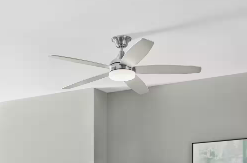 Tyra 52 in. Smart Indoor Brushed Nickel Ceiling Fan with Adjustable White LED with Remote Included Powered by Hubspace