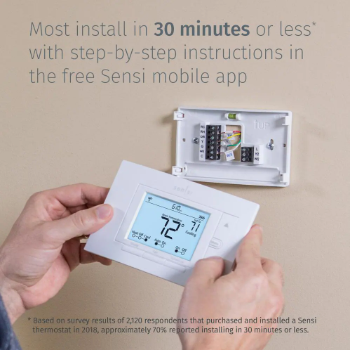 Sensi 7-day Programmable Wi-Fi Smart Thermostat, No C-Wire Required for Most Systems