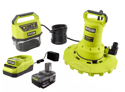 Ryobi - ONE+ 18V 1/6 hp. Submersible Pump with 4Ah Battery and Charger