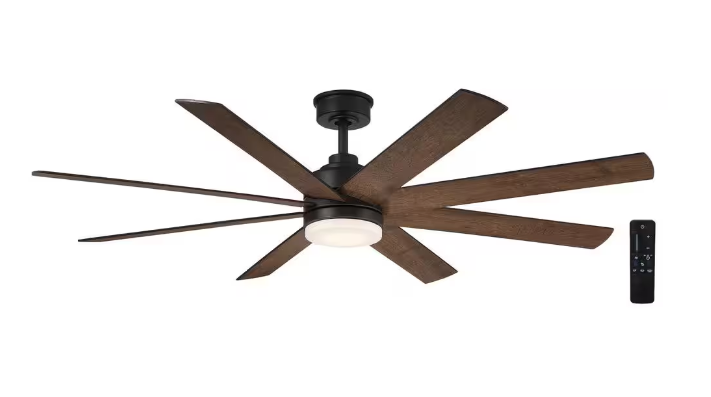 Celene II 62 in. Indoor/Outdoor Matte Black Whiskey Barrel Blades Ceiling Fan with Adjustable White LED w/Remote Control (HDC)