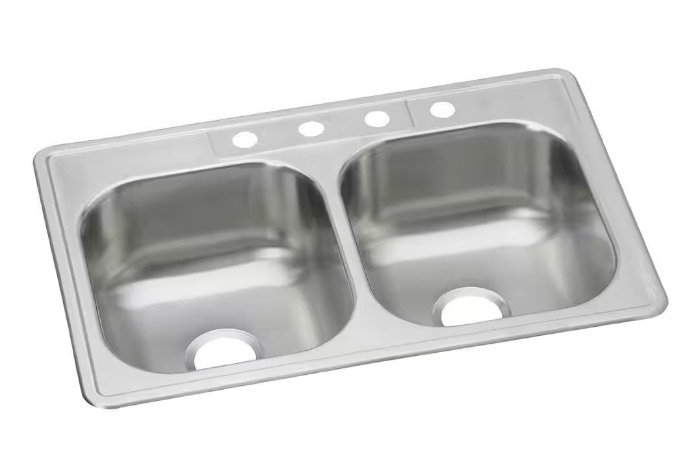 Dayton 33 in. Drop-in Double Bowl 20-Gauge Elite Satin Stainless Steel Kitchen Sink Only