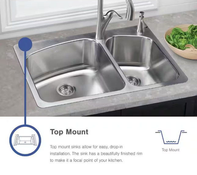 Dayton 33 in. Drop-in Double Bowl 20-Gauge Elite Satin Stainless Steel Kitchen Sink Only