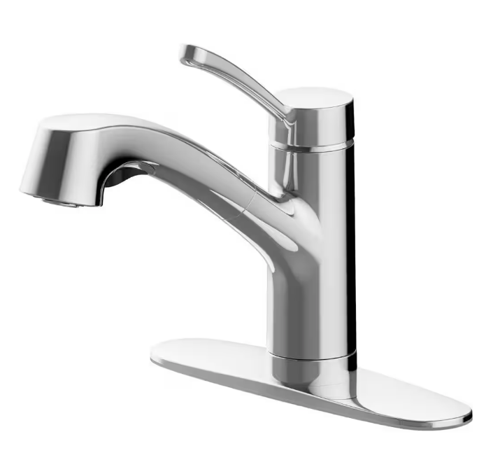 McKenna Single Handle Pull Out Sprayer Kitchen Faucet in Polished Chrome with Turbo Spray and FastMount