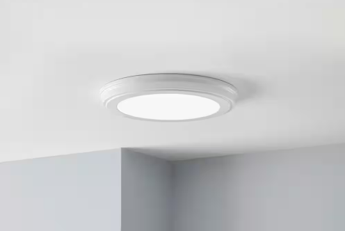 Commercial Electric - 13 in. White Selectable LED Flush Mount