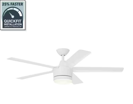 Merwry 52 in. Integrated LED Indoor White Ceiling Fan with Light Kit and Remote Control