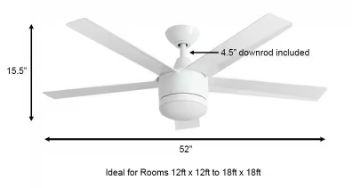 Merwry 52 in. Integrated LED Indoor White Ceiling Fan with Light Kit and Remote Control