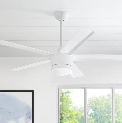 Merwry 52 in. Integrated LED Indoor White Ceiling Fan with Light Kit and Remote Control