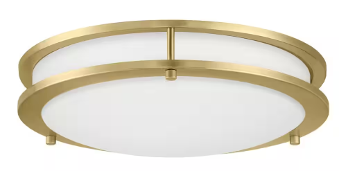 Hampton Bay Flaxmere 12 in. Brush Gold LED Flush Mount with Glass Shade