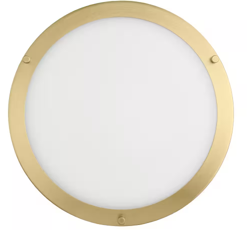 Hampton Bay Flaxmere 12 in. Brush Gold LED Flush Mount with Glass Shade