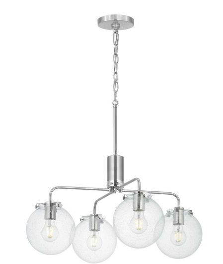 Berea 4-Light Brushed Nickel Chandelier with Clear Seeded Glass Shades