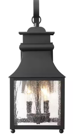 Rainbrook 18 in. 2-Light Matte Black Outdoor Wall Light Fixture Sconce with Seeded Glass