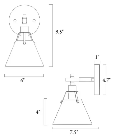 Granville Collection 1-Light Matte Black & Vintage Gold Wall Sconce with Bell Shade Modern Damp-rated Bath Vanity Light