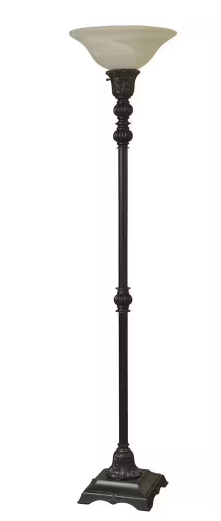 73 in. Madison Bronze Floor Lamp with White Glass Shade