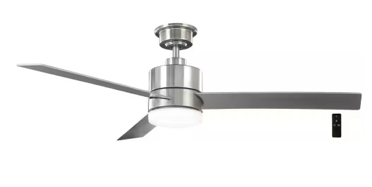 Madison 52 in. Indoor Brushed Nickel Ceiling Fan with Adjustable White Integrated LED with Remote Included