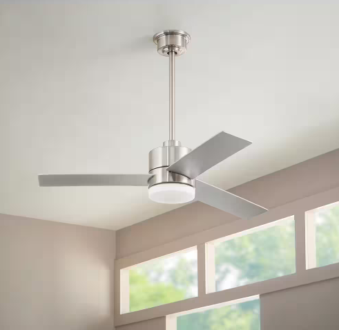 Madison 52 in. Indoor Brushed Nickel Ceiling Fan with Adjustable White Integrated LED with Remote Included