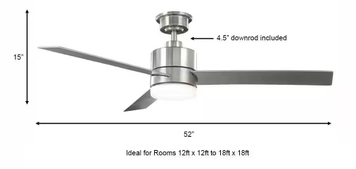 Madison 52 in. Indoor Brushed Nickel Ceiling Fan with Adjustable White Integrated LED with Remote Included