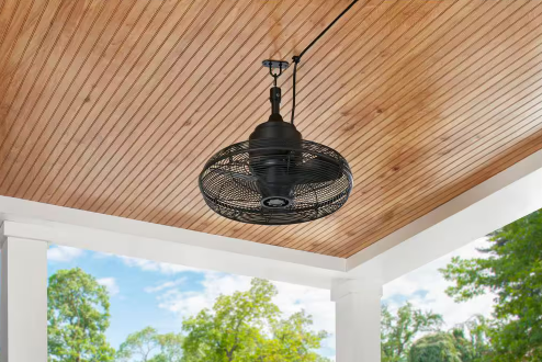 Conyer 20 in. Indoor/Wet Outdoor 3-Speed Anywhere Fan Matte Black with Convenient Hanging Hook