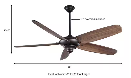 Altura II 68 in. Indoor Bronze Ceiling Fan with Downrod, Remote and Reversible Motor; Light Kit Adaptable