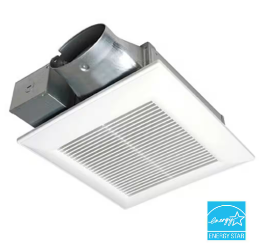 WhisperValue DC Pick-A-Flow 50, 80 or 100 CFM Ceiling or Wall Low Profile Housing Depth Energy Star Bath Exhaust Fan