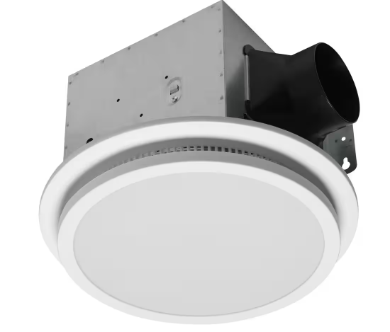 Decorative White 110 CFM Ceiling Mount Bathroom Exhaust Fan with Bluetooth, Humidity Sensor, and LED Light