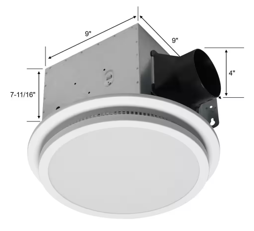 Decorative White 110 CFM Ceiling Mount Bathroom Exhaust Fan with Bluetooth, Humidity Sensor, and LED Light