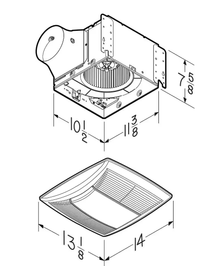 QT Series 130 CFM Ceiling Bathroom Exhaust Fan with LED Light and Night Light, ENERGY STAR