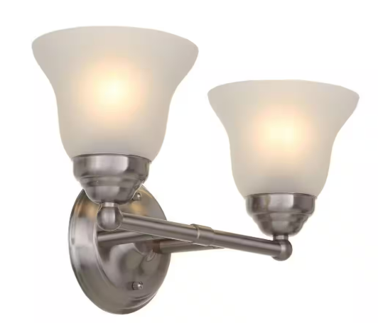 Ashturn 2-Light Brushed Nickel Vanity Light with Frosted Glass Shades