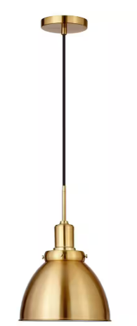 Madison 1-Light Brass Pendant with Metal Shade