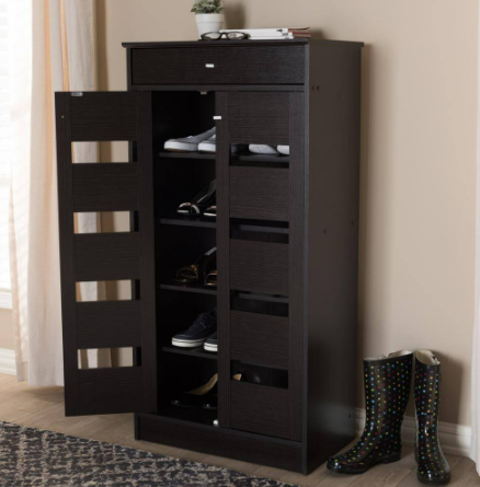 48.43 H 15-Pair 6-Tier Brown MDF Shoe Rack