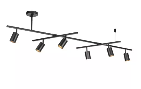 West 64 in. 6-Light Matte Black Track Lighting with 2 x Center Swivel Bars