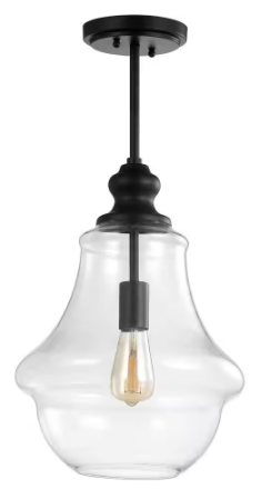 Adam 12 in. 1-Light Oil Rubbed Bronze Adjustable Metal/Glass LED Pendant