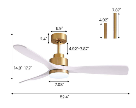 52 in. Gold Indoor Smart 6-Speed Ceiling Fan with Dimmable LED Light and Remote/APP Control