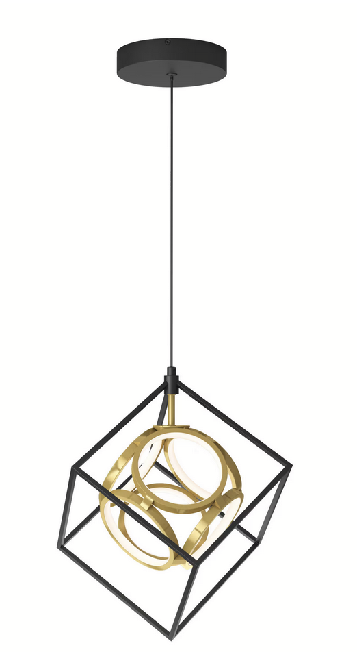 Artika - Luxury 18-Watt 1 Light Black and Gold Modern Industrial Integrated LED Mini Pendant Light Fixture for Kitchen Island