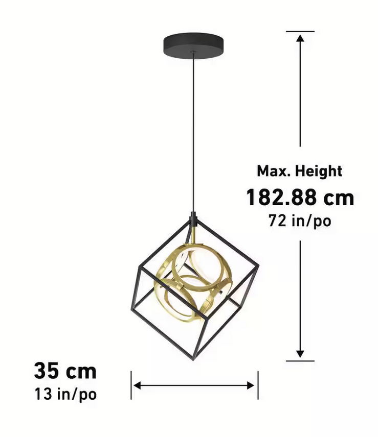 Artika - Luxury 18-Watt 1 Light Black and Gold Modern Industrial Integrated LED Mini Pendant Light Fixture for Kitchen Island