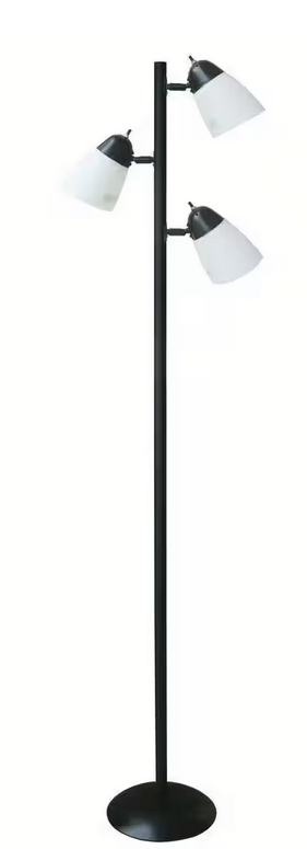 64.5 in. Black Track Tree Floor Lamp with 3 White Plastic Shades