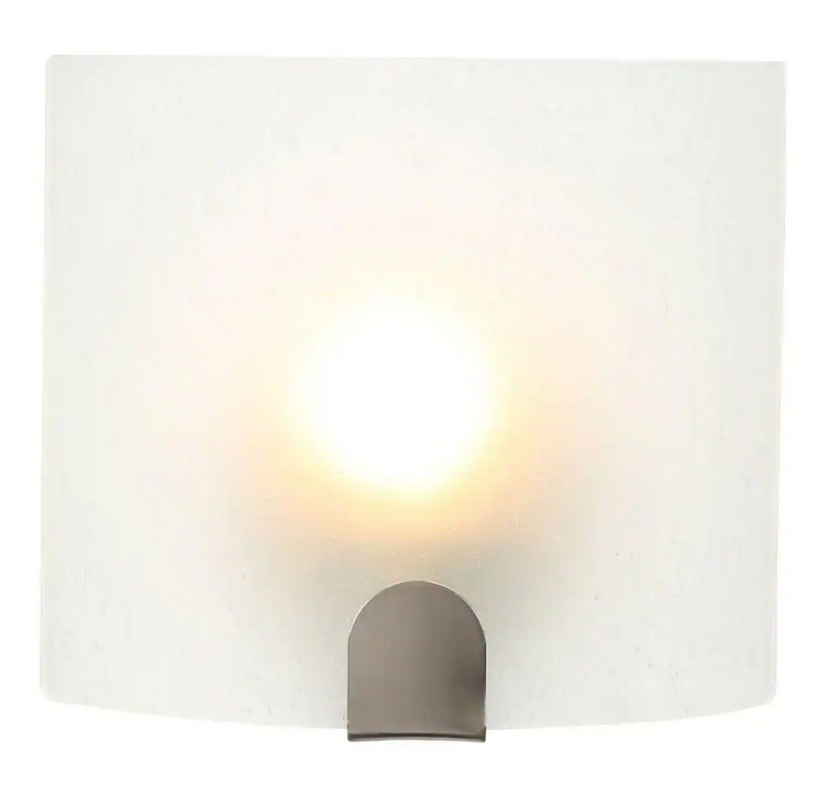 Obsidian 1-Light Brushed Nickel Sconce with Frosted Glass Shade