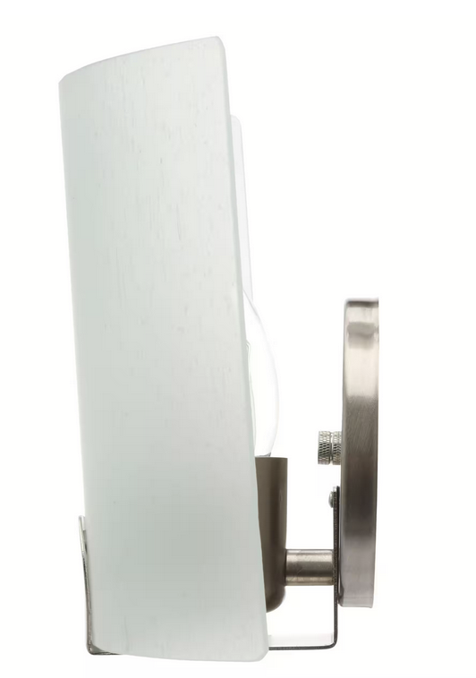 Obsidian 1-Light Brushed Nickel Sconce with Frosted Glass Shade