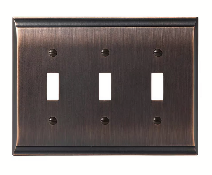 Bronze 3-Gang 3-Toggle Wall Plate (1-Pack)