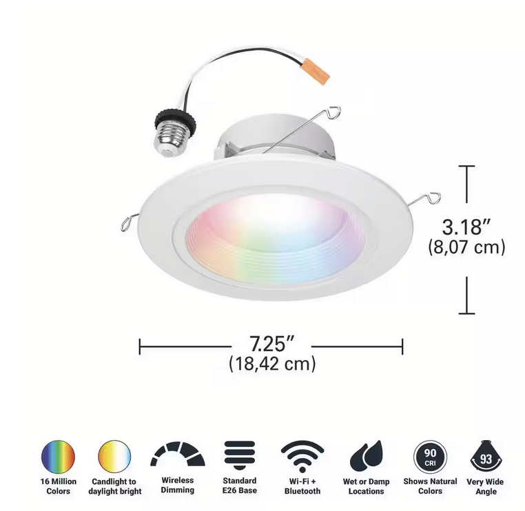 Color and Tunable White 65W Equivalent 5/6 inch Integrated LED Dimmable Smart Wi-Fi Wiz Connected Remodel Downlight Kit