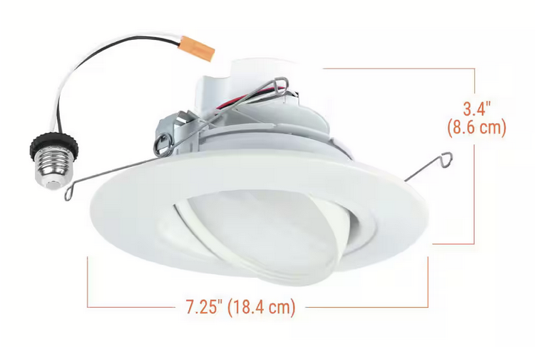 RA 5/6 in. Integrated LED Recessed Light Trim, 600 Lumens/1000 Lumens, 5 Selectable CCT, D2W, 120-Volt, WH